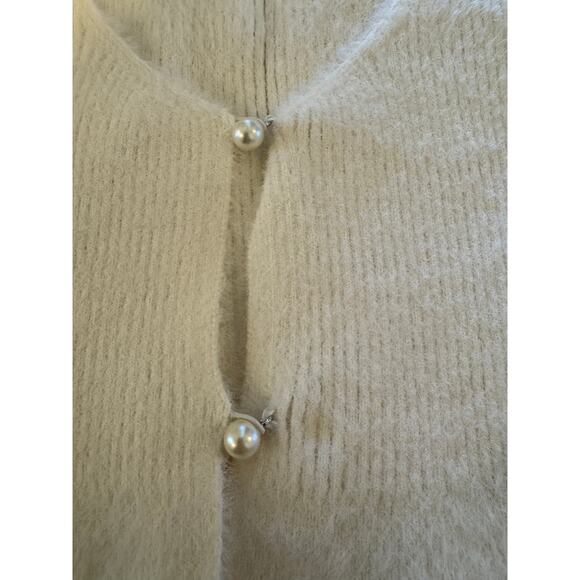 Mango Cropped Cardigan Sweater Ecru Medium $70 - Picture 3 of 4